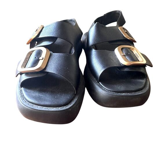 TOD'S Gomma Buckle Leather Platform Sandals Black sz 39 (US 9) - Picture 3 of 5